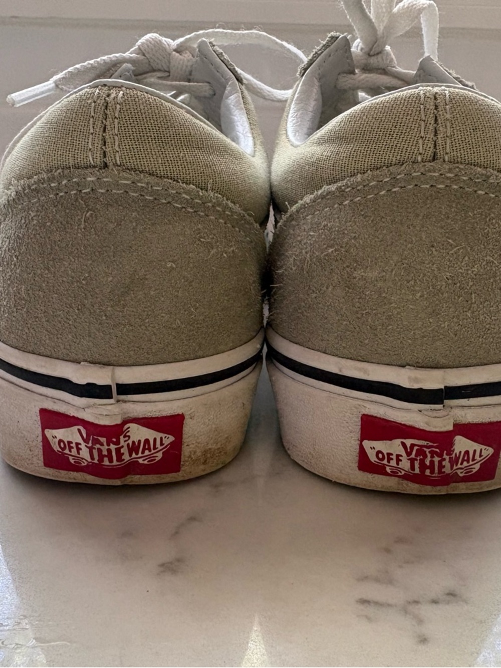 Vans Women’s Old Skool Sneakers in Sage Green with White Stripe - Picture 4 of 5
